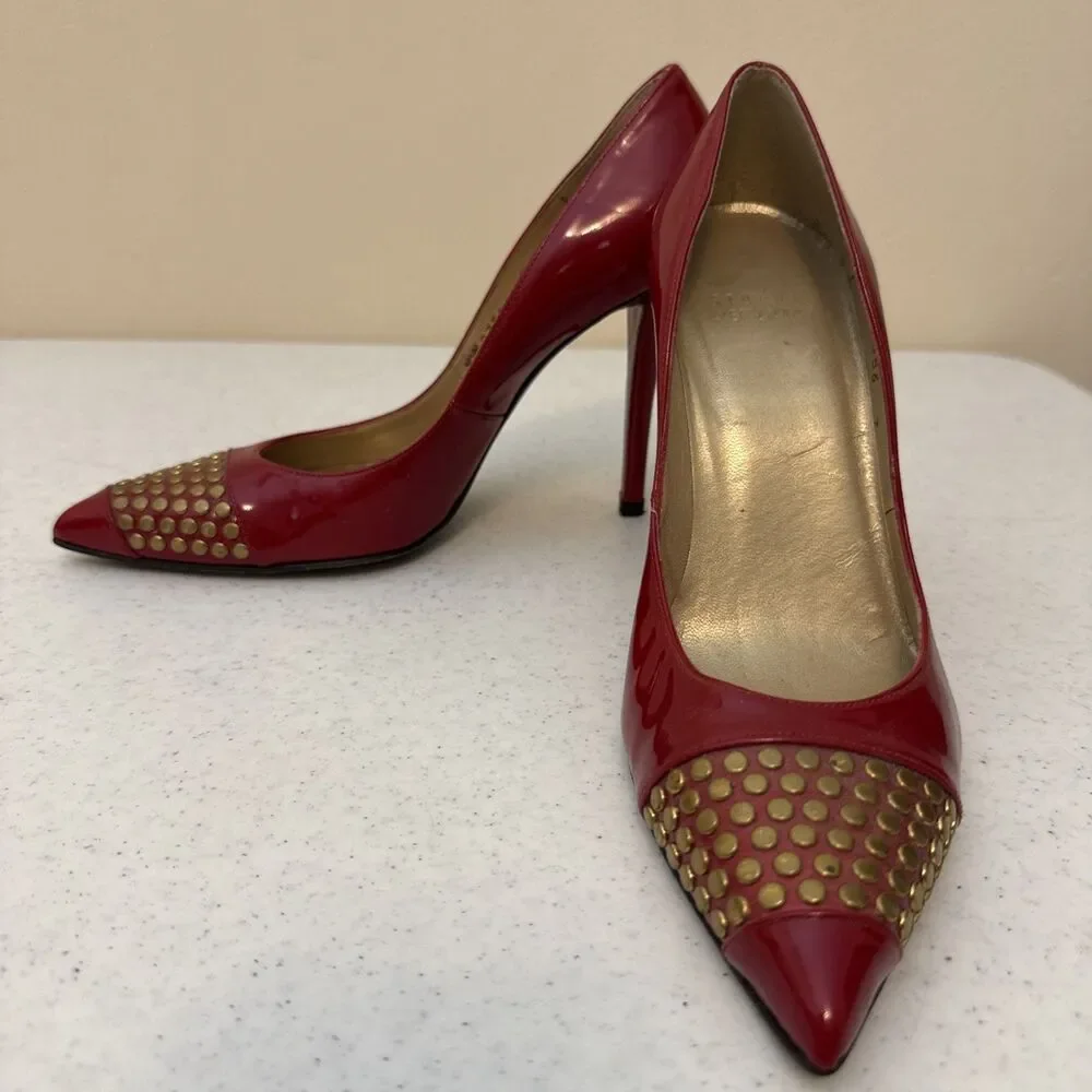 Stuart Weitzman Red Patent Leather Pointed Toe Stiletto Pumps Heels Size 7 M